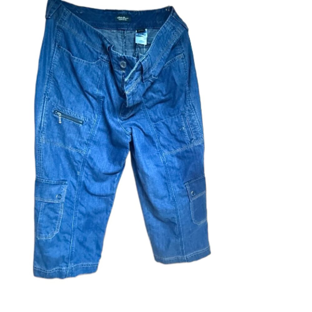 Size 14 Eddie Bauer blue Denim , crop/ankle cargo Jeans